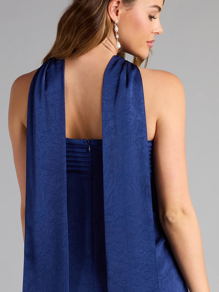 Eyes On Me Satin Mini Dress With Scarf 5