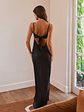 Flora Satin Maxi Dress - Midnight - thumbnail 2