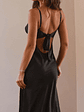 Flora Satin Maxi Dress - Midnight - thumbnail 3