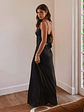 Flora Satin Maxi Dress - Midnight - thumbnail 4