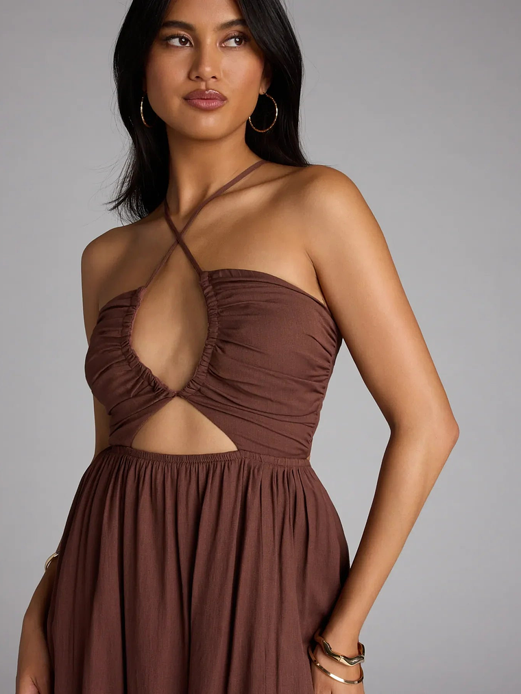 Eyes On You Lace-Up Slit Maxi Dress 3