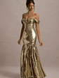 Guest Of Honour | Gold Sequin Bardot Maxi Dress - thumbnail 7