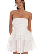 Floral Corset Strapless Ruffle Dress in White - thumbnail 1