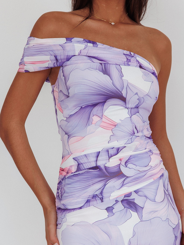 Gala One-Shoulder Maxi Dress Orchid Lilac 3