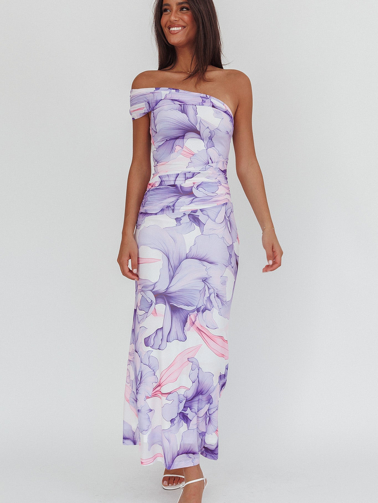 Gala One-Shoulder Maxi Dress Orchid Lilac 5