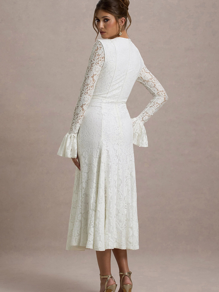 For Life | Cream Lace Long-Sleeve Midi Dress 2
