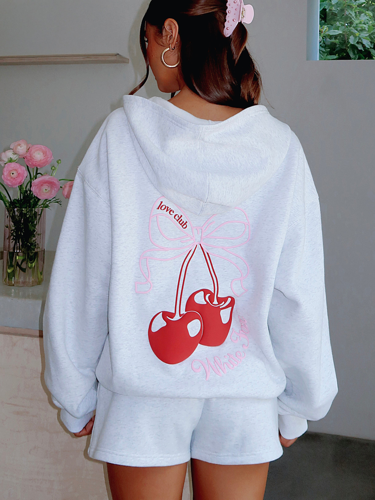 Fell So Hard Zip Front Hoodie Grey Marle 1