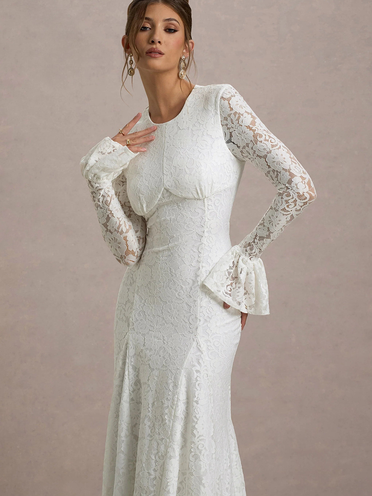 For Life | Cream Lace Long-Sleeve Midi Dress 3