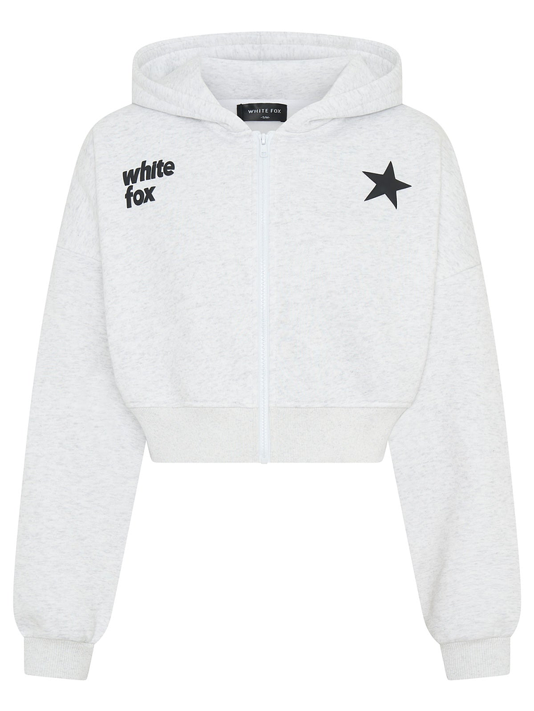 From The Archives Charli Cropped Zip Front Hoodie Grey Marle 6