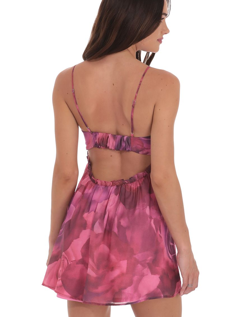 Floral Cutout Babydoll Dress in Mixed Pink 2