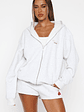 Fell So Hard Zip Front Hoodie Grey Marle - thumbnail 2