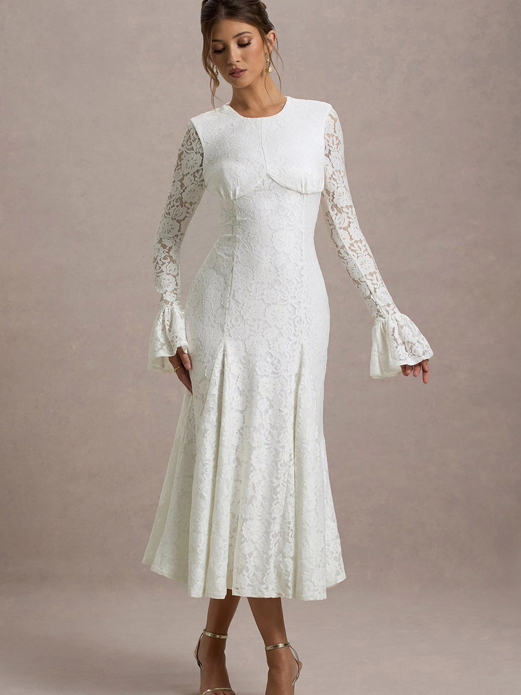 For Life | Cream Lace Long-Sleeve Midi Dress 4