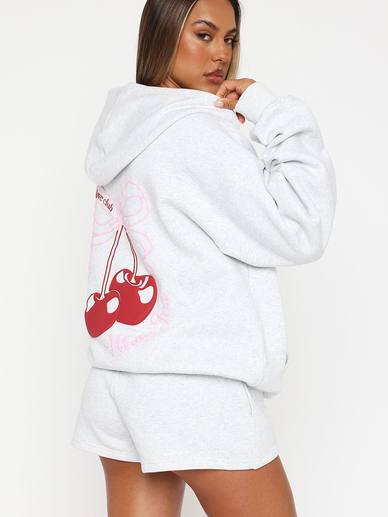 Fell So Hard Zip Front Hoodie Grey Marle 4