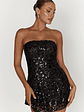 Everleigh Strapless Sequin Mini Dress - Black - thumbnail 6