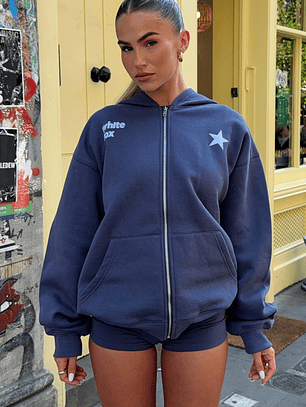 From The Archives Charli Zip Front Hoodie Navy