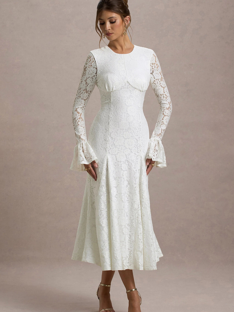 For Life | Cream Lace Long-Sleeve Midi Dress 5