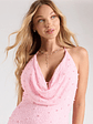 Guinevere Beaded Cowl Halter Mini Dress - thumbnail 4