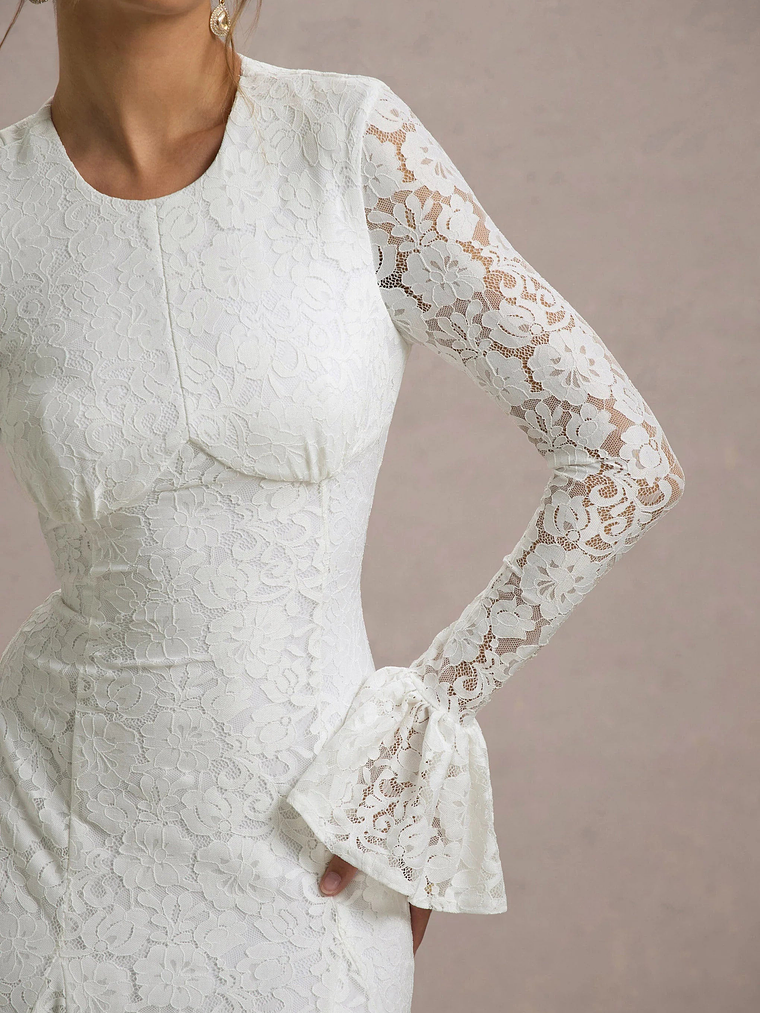 For Life | Cream Lace Long-Sleeve Midi Dress 6