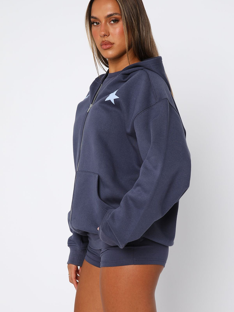 From The Archives Charli Zip Front Hoodie Navy 3