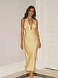 Gold Romance Halter Satin Maxi Dress - thumbnail 1