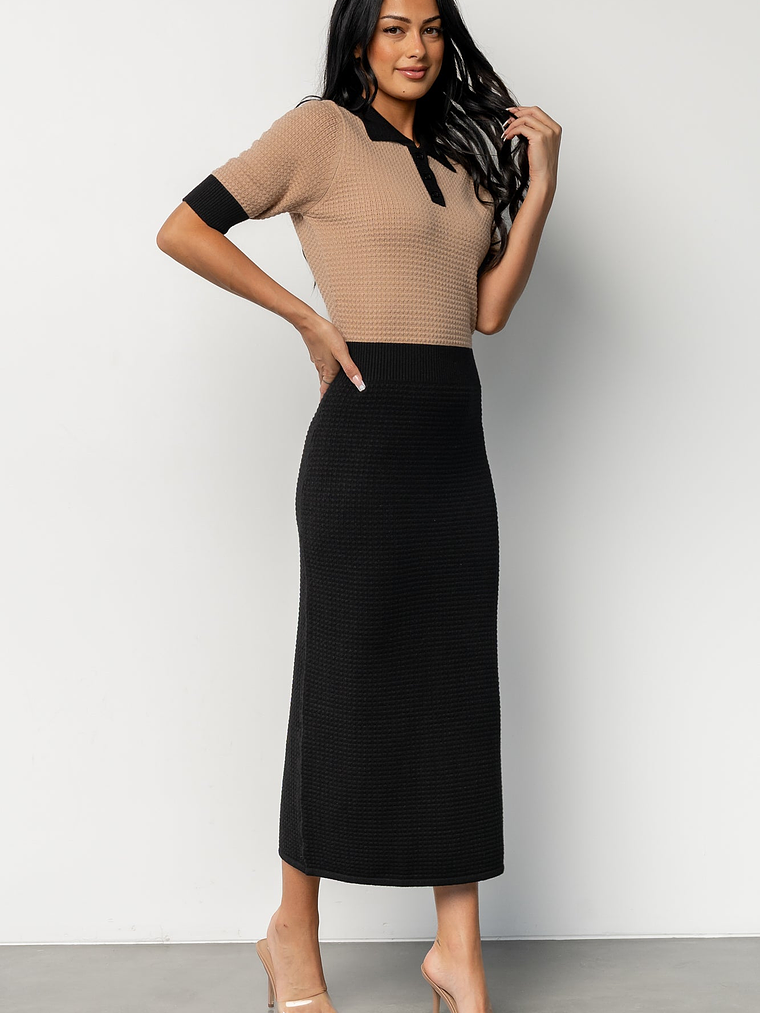 Gwendolyn Collared Midi Dress | Black + Mocha 3