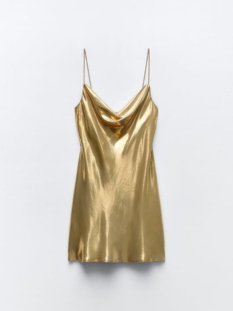 Gold Slip Mini Dress 1
