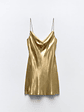 Gold Slip Mini Dress - thumbnail 1