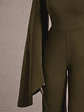 Fenix | Khaki Asymmetric Cape-Sleeve Straight-Leg Jumpsuit - thumbnail 5