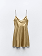 Gold Slip Mini Dress - thumbnail 2