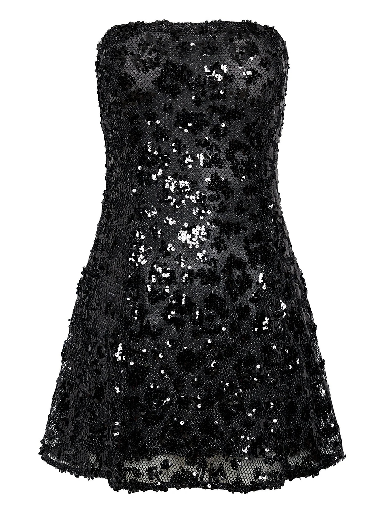 Everleigh Strapless Sequin Mini Dress - Black 9