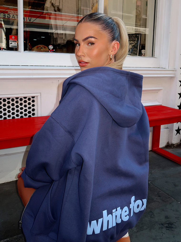 From The Archives Charli Zip Front Hoodie Navy 6