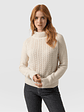 Glen Cable Knit Sweater - Cream - thumbnail 1