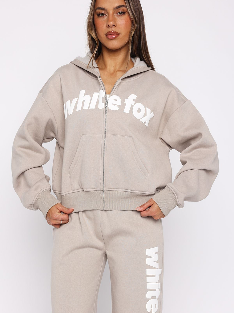 From The Archives Kenzie Boxy Zip Front Hoodie Moon 2