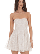Gold Thread Strapless Fit and Flare Dress in Ivory - thumbnail 1