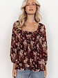 Fenna Smocked Top | Burgundy Floral - thumbnail 1