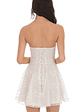 Gold Thread Strapless Fit and Flare Dress in Ivory - thumbnail 2