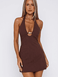 Forever With You Halter Mini Dress Chocolate - thumbnail 2