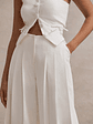 Galilea | Cream Pleated Wide-Leg Trousers - thumbnail 4