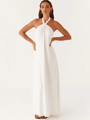 Golden Child Linen Maxi Dress - White