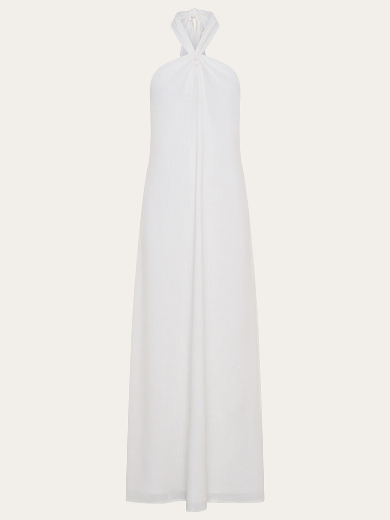 Golden Child Linen Maxi Dress - White 2
