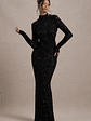 Galaxy | Black Sequin Turtle-Neck Long-Sleeve Maxi Dress - thumbnail 6