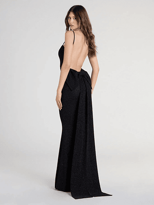 Gwendolyn Glitter Knit Bow-Back Mermaid Dress