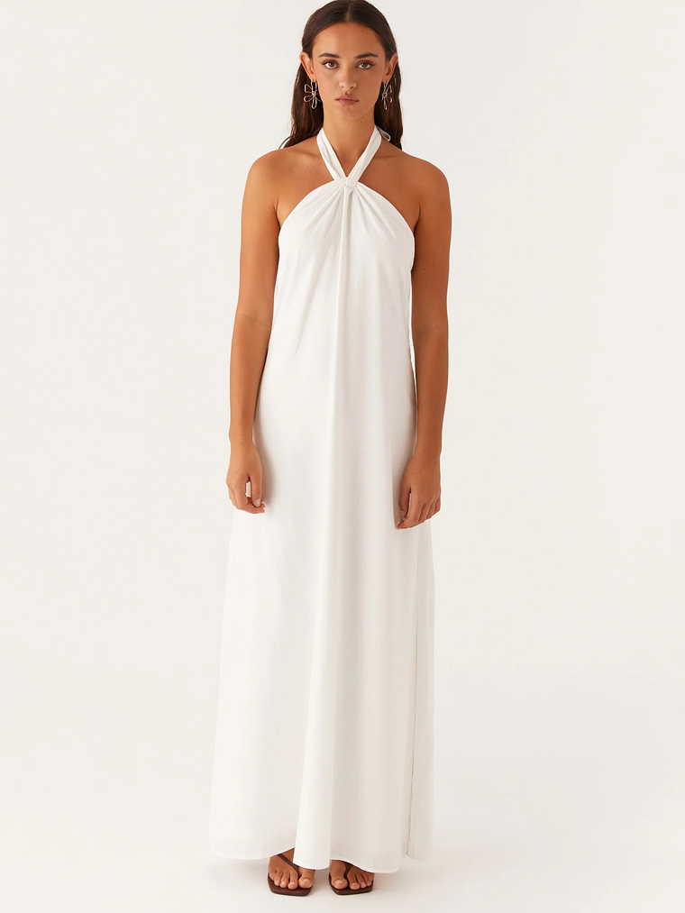 Golden Child Linen Maxi Dress - White 3