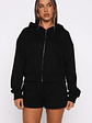 From The Archives Lexi Boxy Zip Front Hoodie Black - thumbnail 2