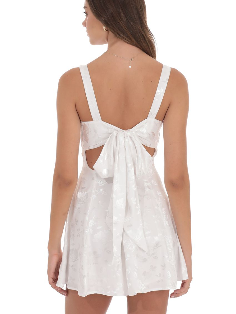 Floral Jacquard A-Line Dress in White 1