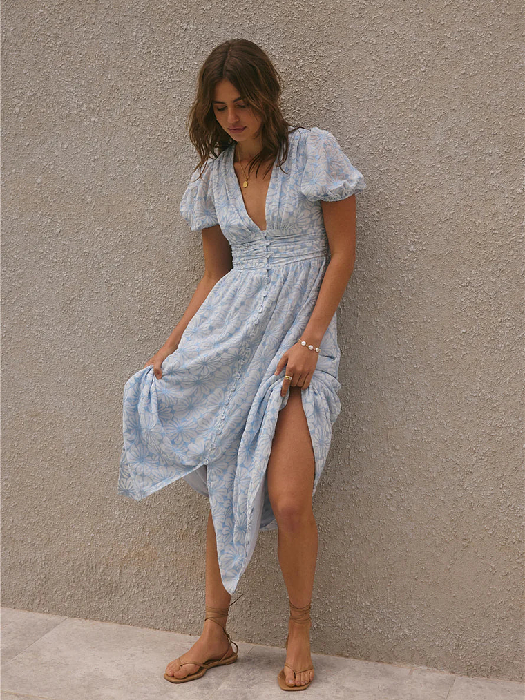 Floral Dreams Maxi Dress Blue 12