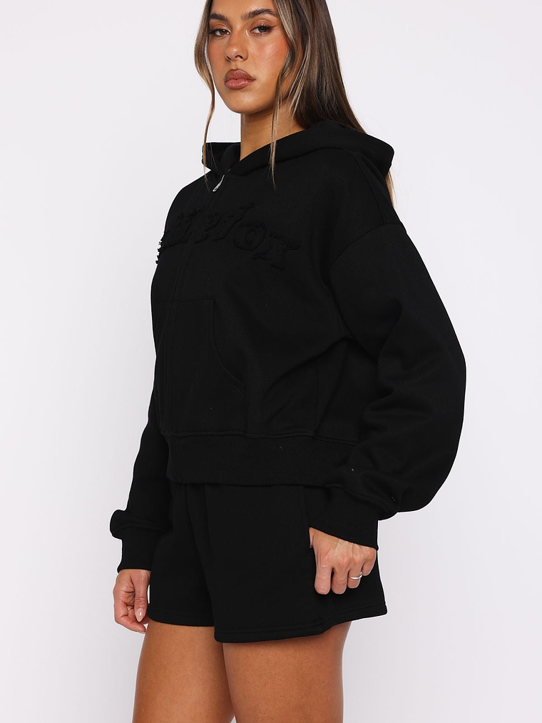 From The Archives Lexi Boxy Zip Front Hoodie Black 3