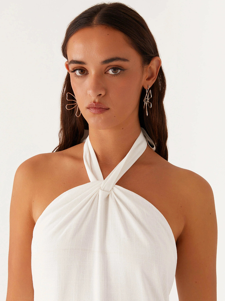 Golden Child Linen Maxi Dress - White 6