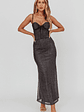 Fortune Bust Tie Maxi Dress Sparkle Black - thumbnail 1