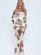 Garden Haze Off Shoulder Mesh Maxi Dress Floral - thumbnail 3